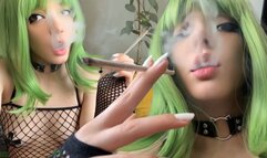 Alt Girl Smoking in Body Fishnets