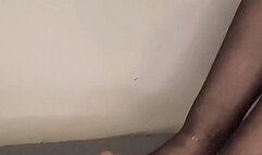 Nylon pantyhose footjobs in milking table