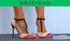 Trampling His Cum Under My Office T-Bar Stilettos - Bug Cam - AmbersCBT - 75BC