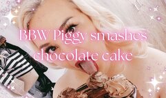 BBW Piggy smashes chocolate cake