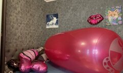 Poping foil balloons and ride on roll