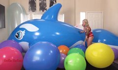 5MM MASSIVE INFLATABLE WHALE & BALLOON DESTRUCTION! LESBIAN SEX & SQUIRTING- 4K Version!