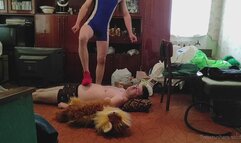 Jason trample Eugene and stomp on plush toy