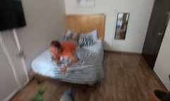 Bedroom blowjob with ball licking and cum in mouth (swallow)