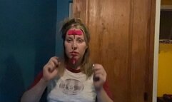 Pink headgear and braces