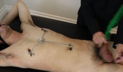 Nina Luck cock ball tickles Fetishguy as he is ball gagged