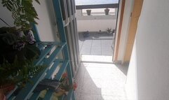 Blindfolded girlfriend sucking cock and swallowing cum