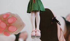 Giantess Schoolgirl Feet Crush Humiliation with Shoes & Cat Paw Socks Stockings