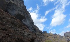 My naked short-haired wife sucks my cock outdoor on a beach