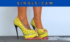 Crushing His Cock & Balls Under My Spikey Yellow Platforms - Bug Cam - S5BC