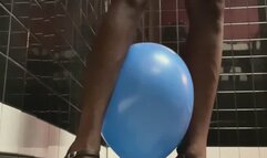 Busting balloon with my giant feet