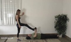 Mistress Tatjana undresses her legs Sock and Barefoot