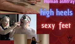 Foot worship, humiliation human ashtray