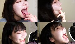 [Premium Edition] Hikage Hinata - Showing inside cute girl's mouth, chewing gummy candys, sucking fingers, licking and sucking human doll, and chewing dried sardines - 1080p