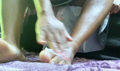 Goddess Teases Slave as she makes Soles and legs Soft and Silky Smooth POV 1080