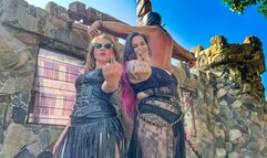 Destroyed on the cross until crying - Mistress Zeida and Sadic Sadie - Deep sadism