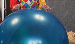 Clown girl fun on ball hopper all and rody