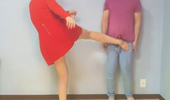 519 Sylvana at red dress ballbusting two balls