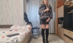 fur fetish striptease stockings heels