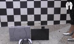 Playsation and Controler under metal Heels