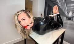 Rubber latex Cat Burglar gets super tight wrap gag and hogtied punishment 1080p