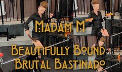 Beautifully Bound Brutal Bastinado while inverted using paddles, canes, and Lochgelly tawse