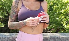 Danni Smokes A Marlborough Red By The Roadside, Stateside! MOV version