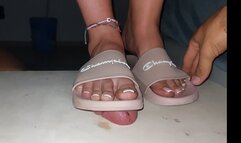 Full weight cock trample in champions slipper