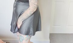 Giantess Jayne toy car crush a 1964 Pontiac GTO in chunky lacey heels full body view