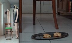 eating breakfast from sandals soles