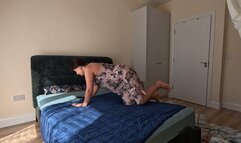 Spying on stepmom playing with hairy pussy