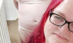 Miss M with a completely helpless man tied to ladder