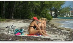 Exhibitionist Wife #445 - Mrs Nikki Brooks & Mrs Bella Ink Caribbean Beach Voyeur Tease!!! MP4