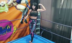 Reversed head scissors match by female bodybiulder