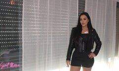 Dangling in a tight dress and with a leather jacket ~ Sweet Maria