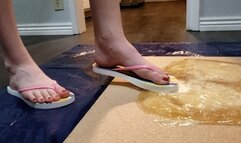 Cici's Pink and White Flip Flops Get Stuck