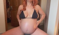 Heavily Pregnant Milf Belly Show off, Naughty Talk and Play