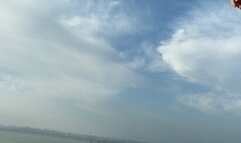 Play with beachball on sea