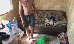 Jason pumped up inflatable crocodile