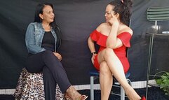 2 goddesses sitting with your legs while their heels hang from his feet (3)