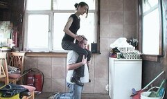 Shoulder Riding On His Knees