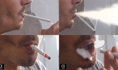 Smoking Marlboro Gold 100s USA closeup SLOW