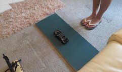 Back by popular demand GIANTESS Charn crushes a Pontiac Trans-am in Flipflops high right view