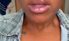Smelling my juicy wet lips