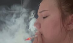 Smoking Yuliana Close Up Nose Exhale