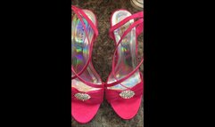 Home From Camping, Debbie Showers & Dolls Up in Pink Fishnet Body Stocking & Pleaser Stiletto Spiked Heel Sandals to Fuck Hubby 2