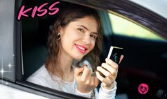 Naughty school girl pink lipstick marks