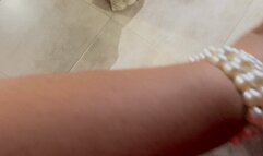 Balbina BBW Pantyhose Goddess sexy teasing in the bed on red stilettos