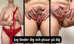 Bunden och pissad på av hårig svensk domina