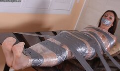 Sexy Samantha Ryan Is Wrapped in Plastic And Swaths Of Silver Duct Tape!